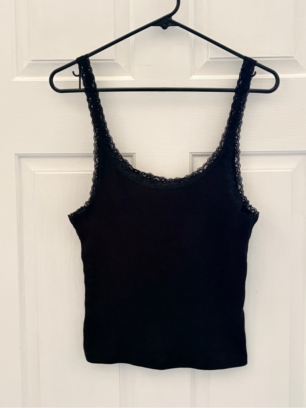Divided Black Lace-Trim Camisole